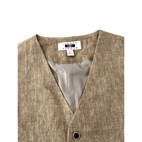 Joseph Abboud Linen Vest Mens Size M Light Brown Classic Waistcoat 5 Button - Picture 3 of 5